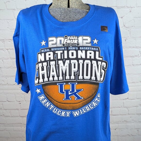 NCAA Final Four 2012 National Champions Kentucky Wildcats Blue T-Shirt L - Picture 1 of 6